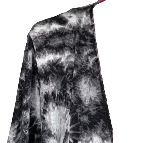 Catherines Light Open Cardigan Women Size 0X Gray Black Tie-Dye Cotton Pockets - Picture 5 of 13
